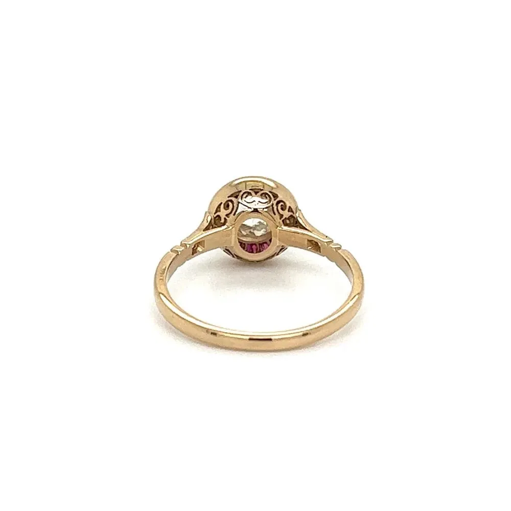 18K YG .49ct Rose Cut Diamond, .60tcw Ruby & .06tcw Diamond Ring Regard Jewelry Austin, Texas