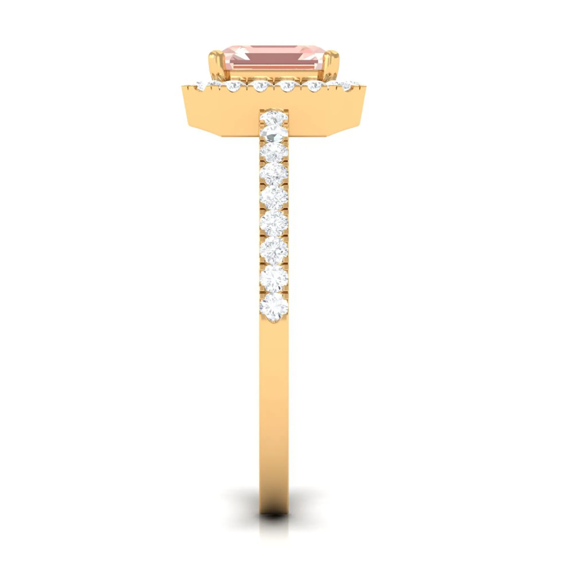 2 CT Asscher Cut Morganite Halo Engagement Ring with Diamond