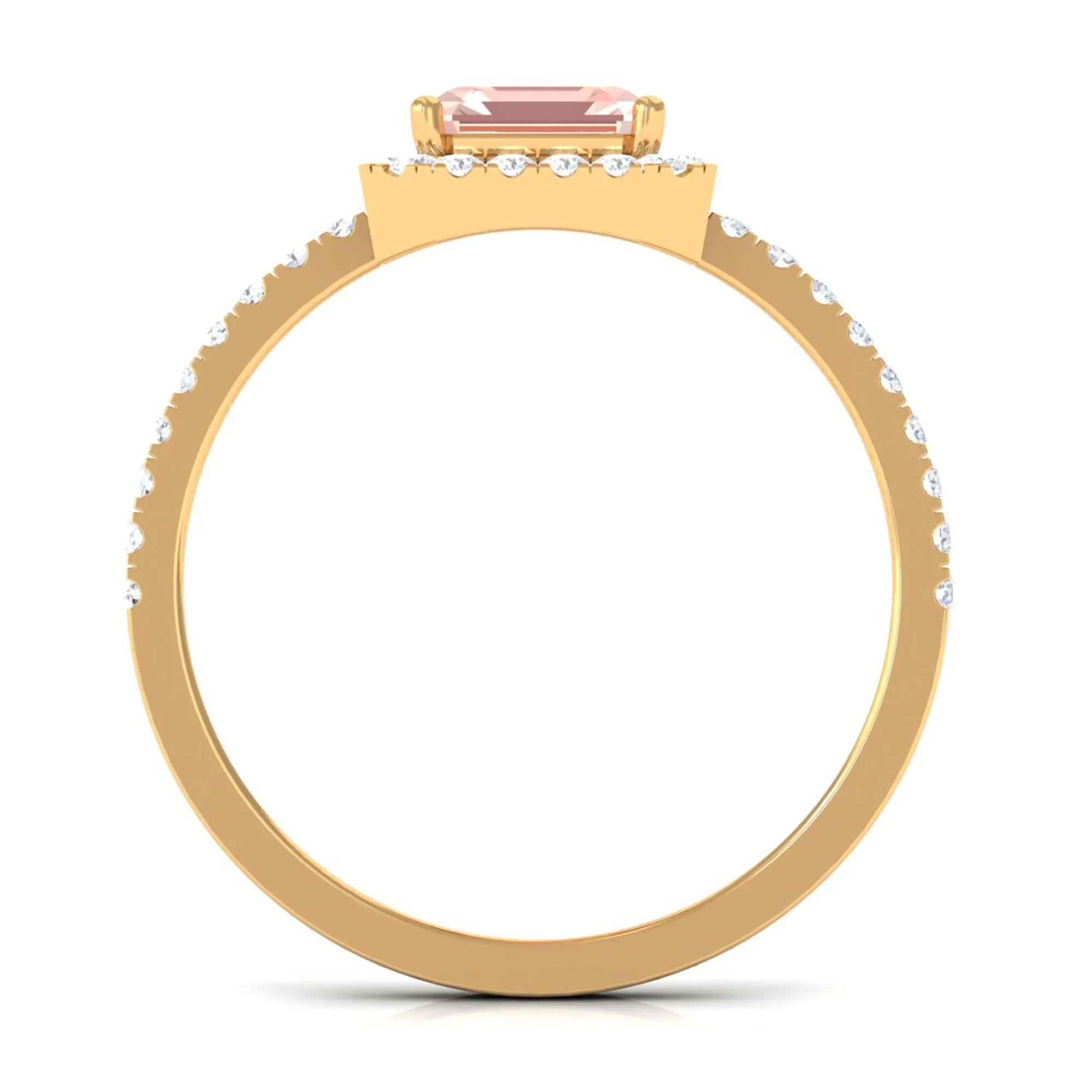 2 CT Asscher Cut Morganite Halo Engagement Ring with Diamond