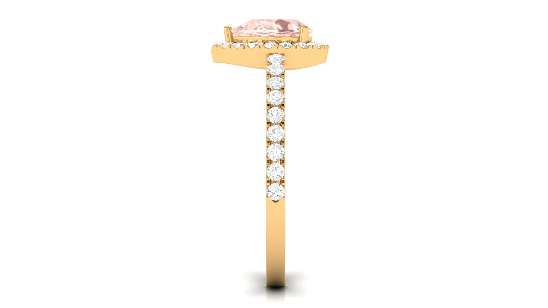 2.75 CT Pear Cut Morganite Solitaire Simple Engagement Ring with Diamond Accent