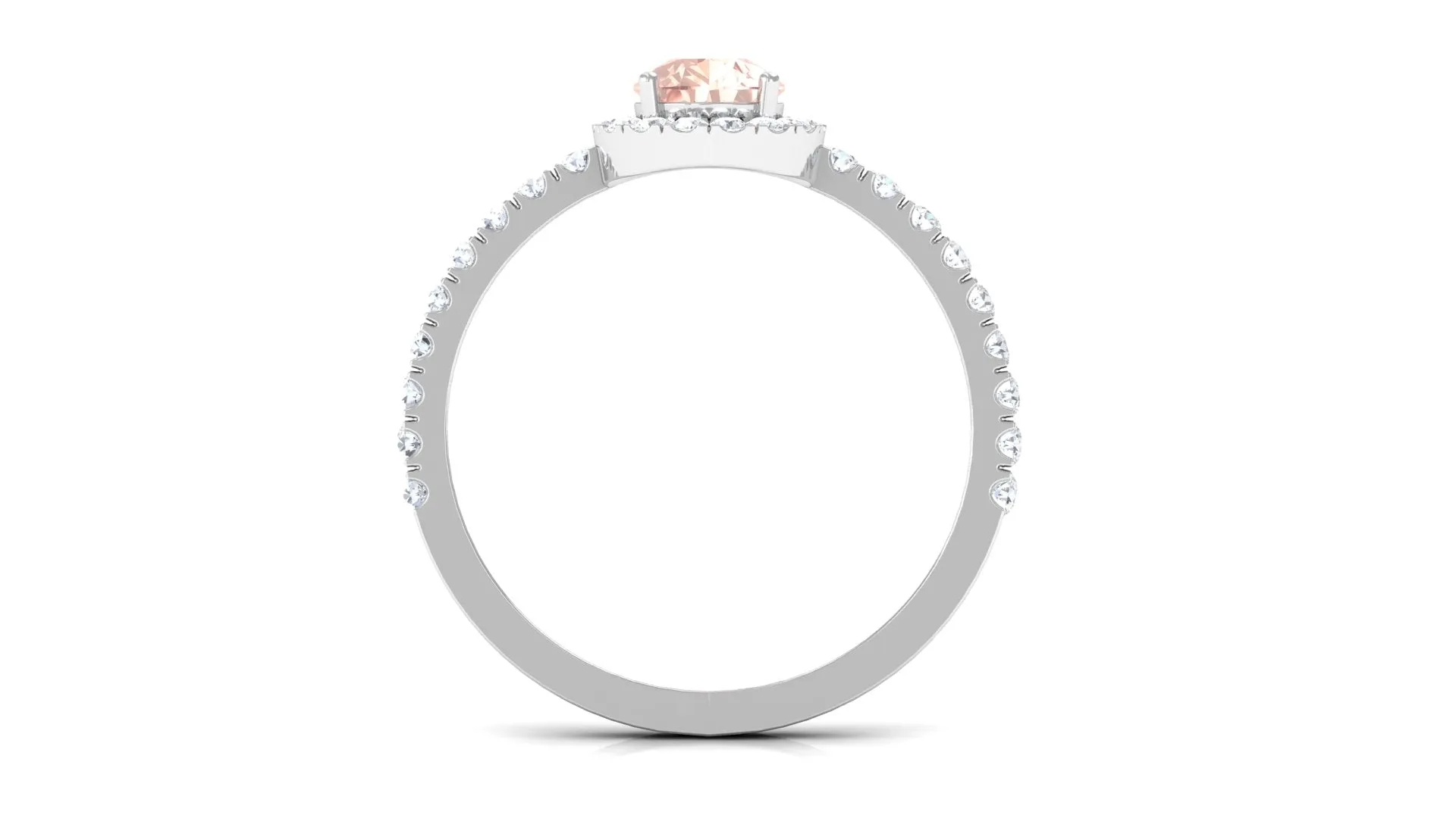 2.75 CT Pear Cut Morganite Solitaire Simple Engagement Ring with Diamond Accent