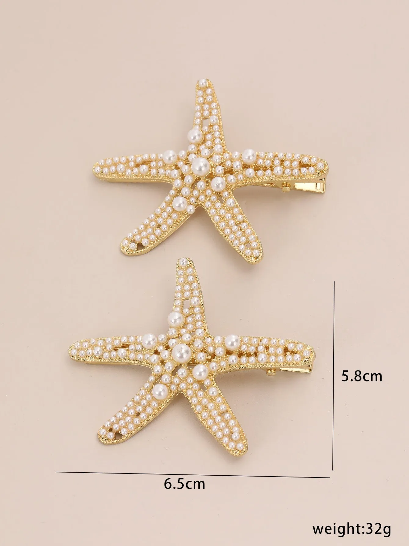 2pcs Vacation Women's Hair Accessory, Including Starfish Hairpin And Pearl
