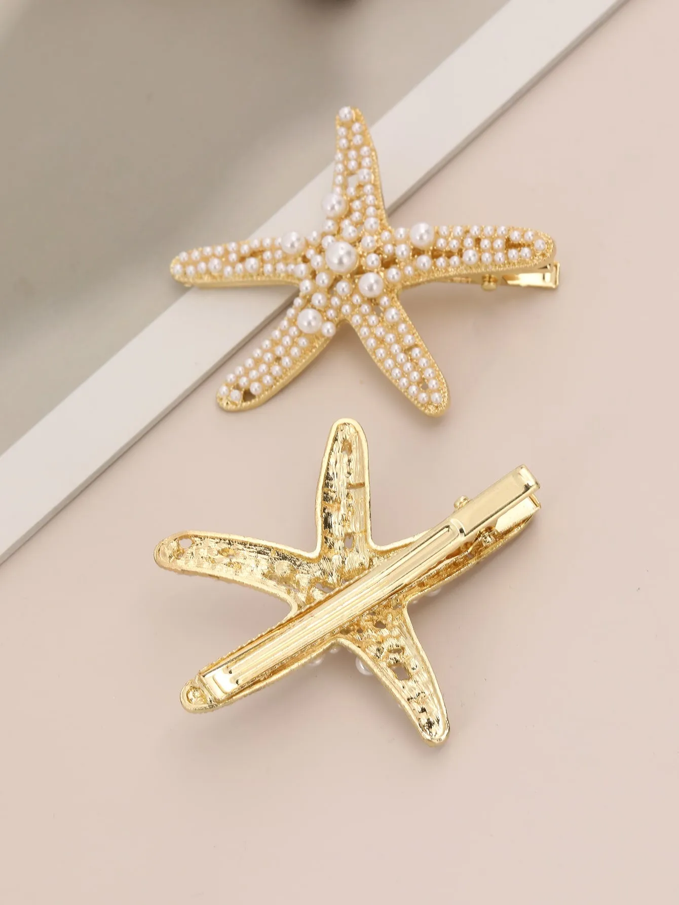 2pcs Vacation Women's Hair Accessory, Including Starfish Hairpin And Pearl