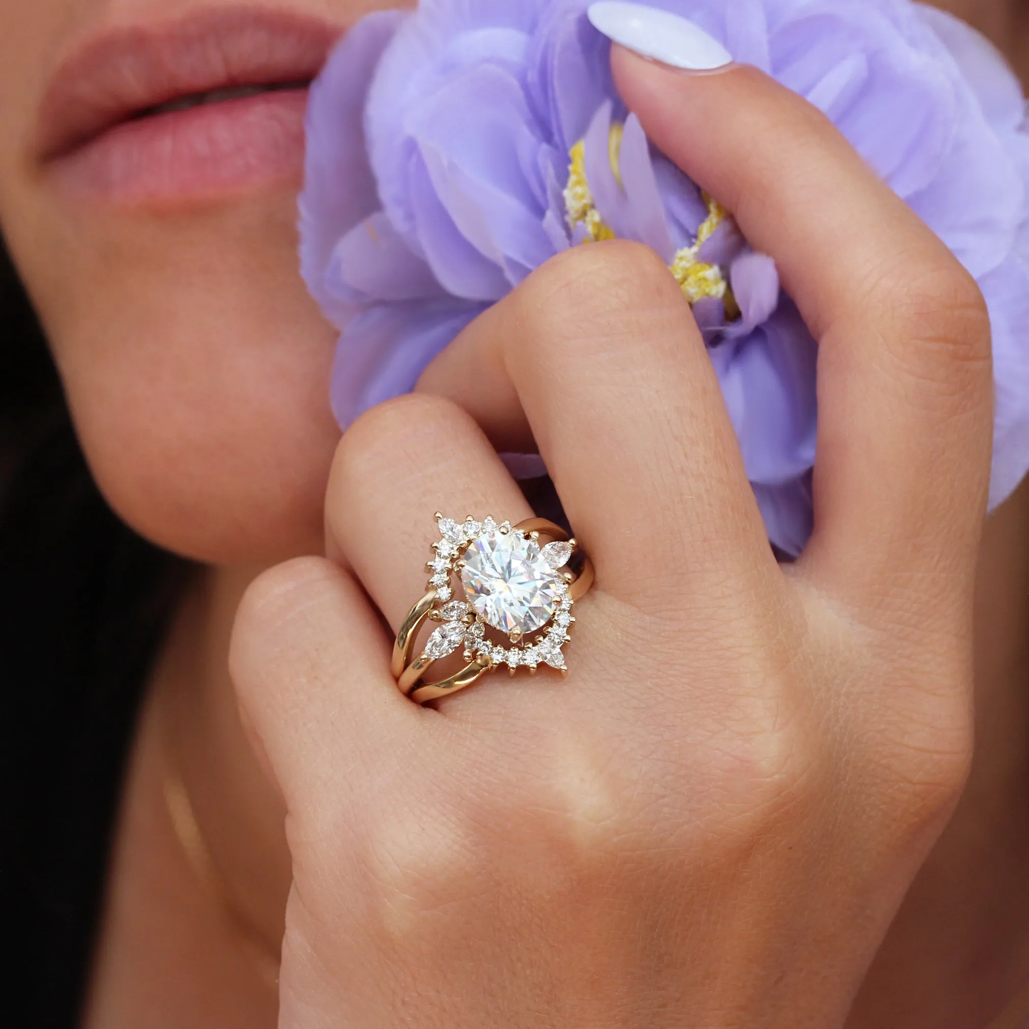 3 Carat Oval Diamond Engagement ring, Hidden Halo - "Jordan" ♥