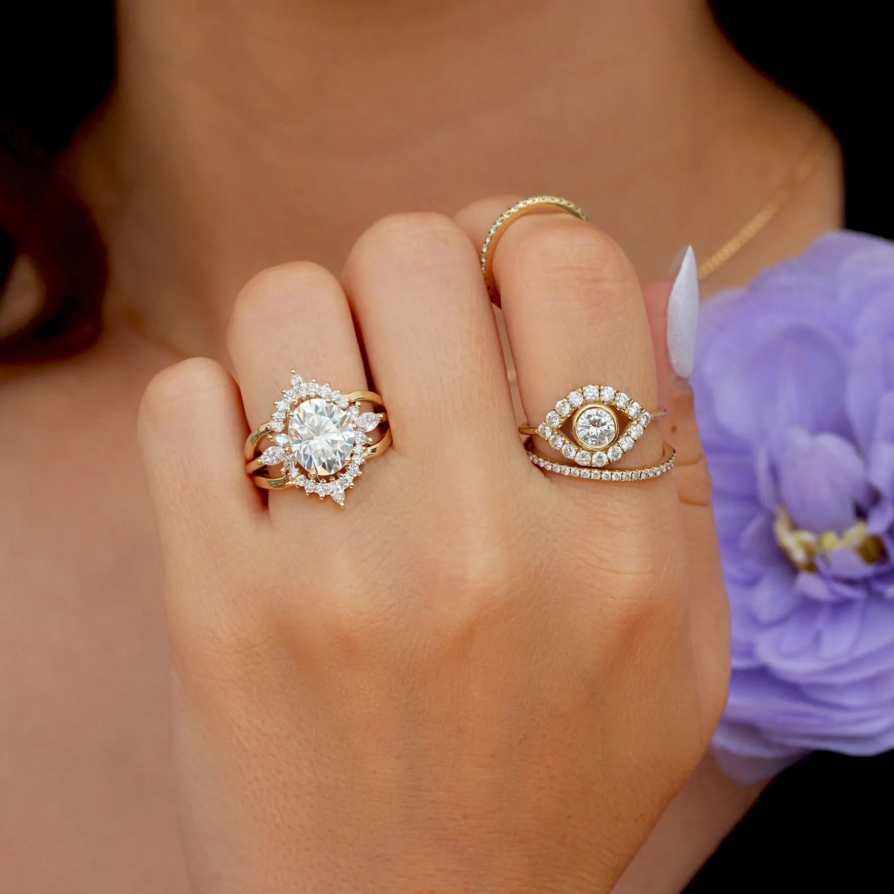 3 Carat Oval Diamond Engagement ring, Hidden Halo - "Jordan" ♥