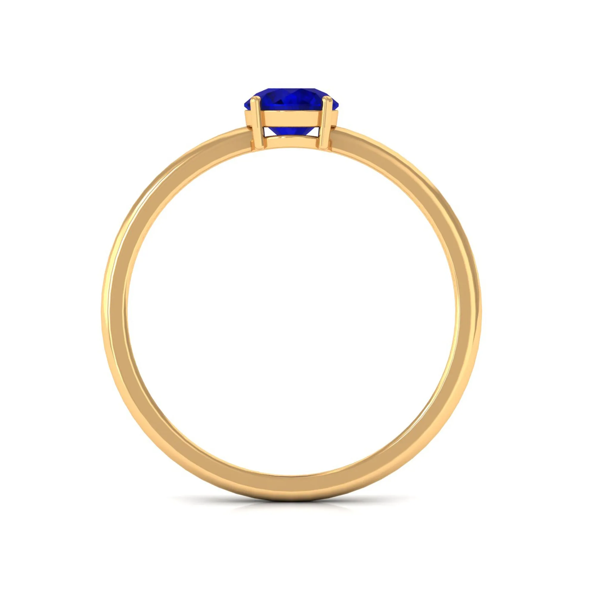 3/4 CT Round Cut Blue Sapphire Solitaire Simple Ring