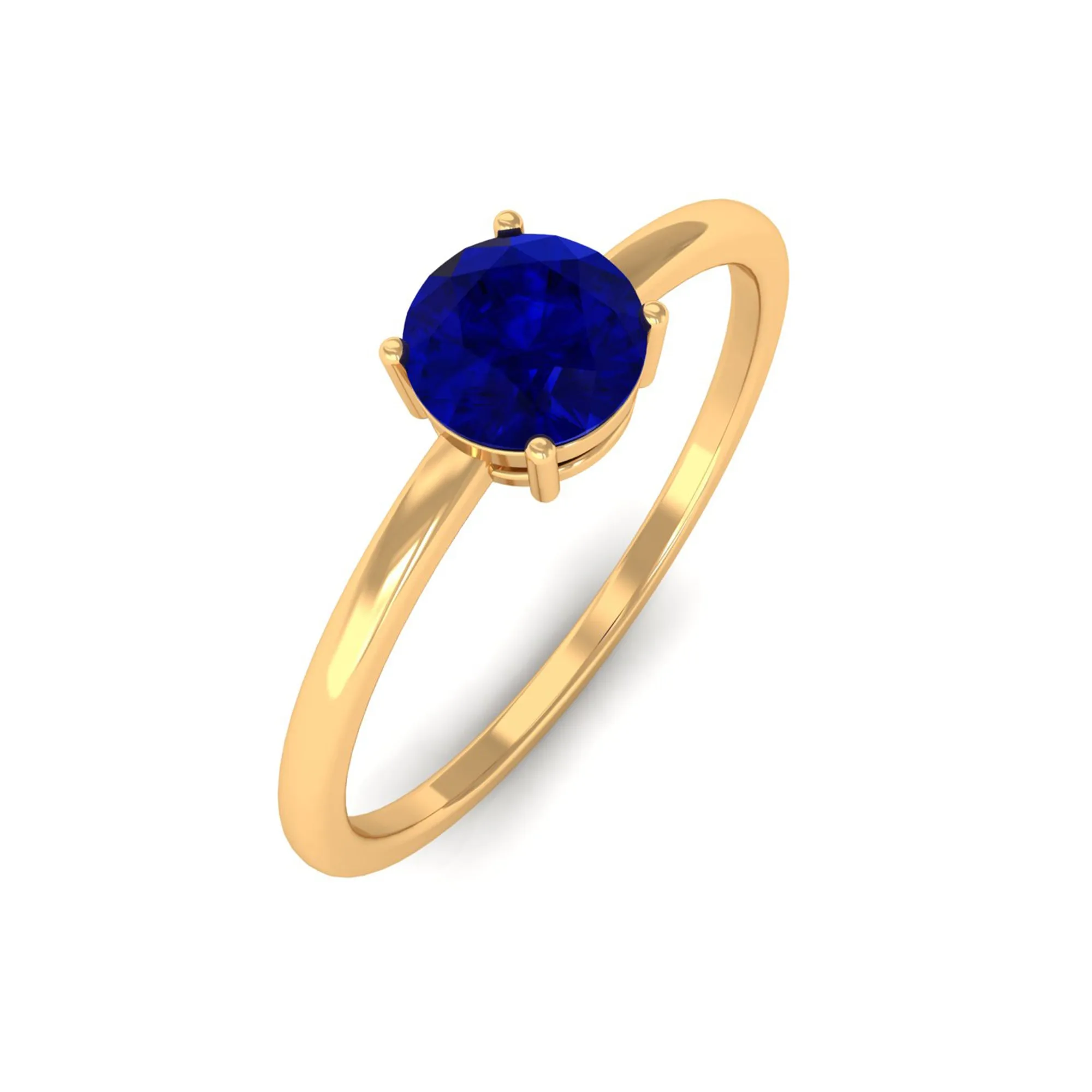 3/4 CT Round Cut Blue Sapphire Solitaire Simple Ring