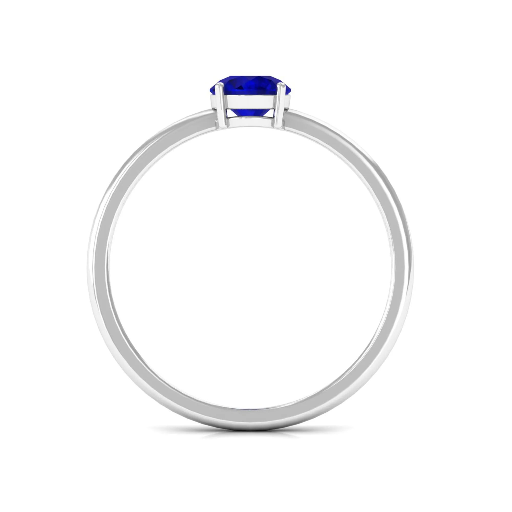3/4 CT Round Cut Blue Sapphire Solitaire Simple Ring