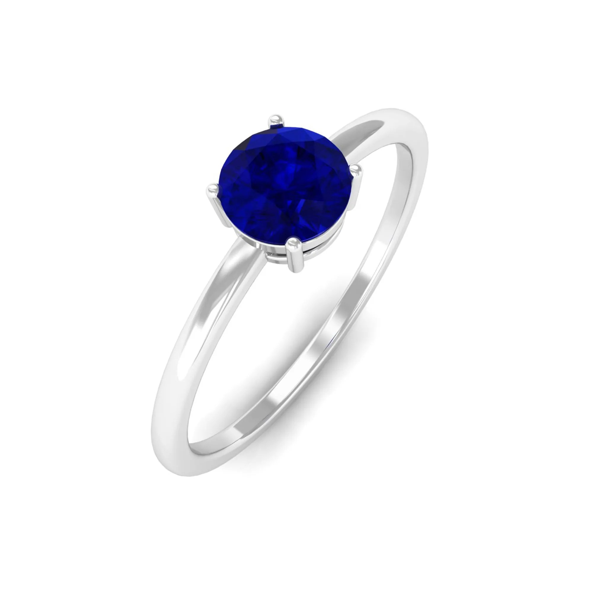 3/4 CT Round Cut Blue Sapphire Solitaire Simple Ring