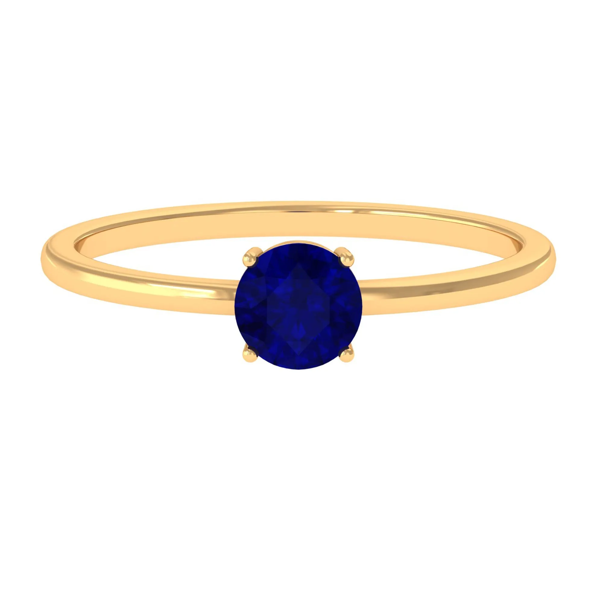 3/4 CT Round Cut Blue Sapphire Solitaire Simple Ring