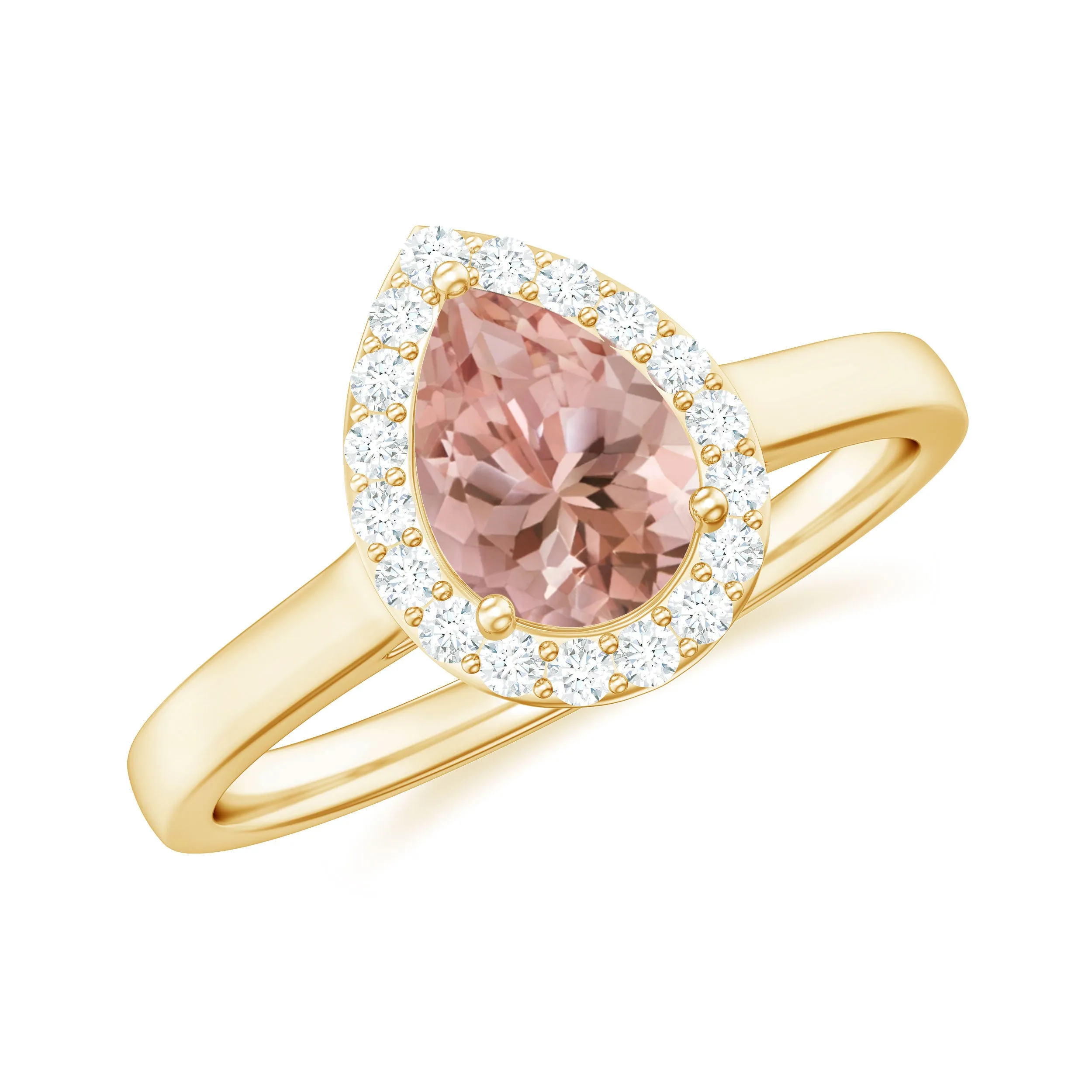 3/4 CT Teardrop Morganite Ring with Diamond Accent