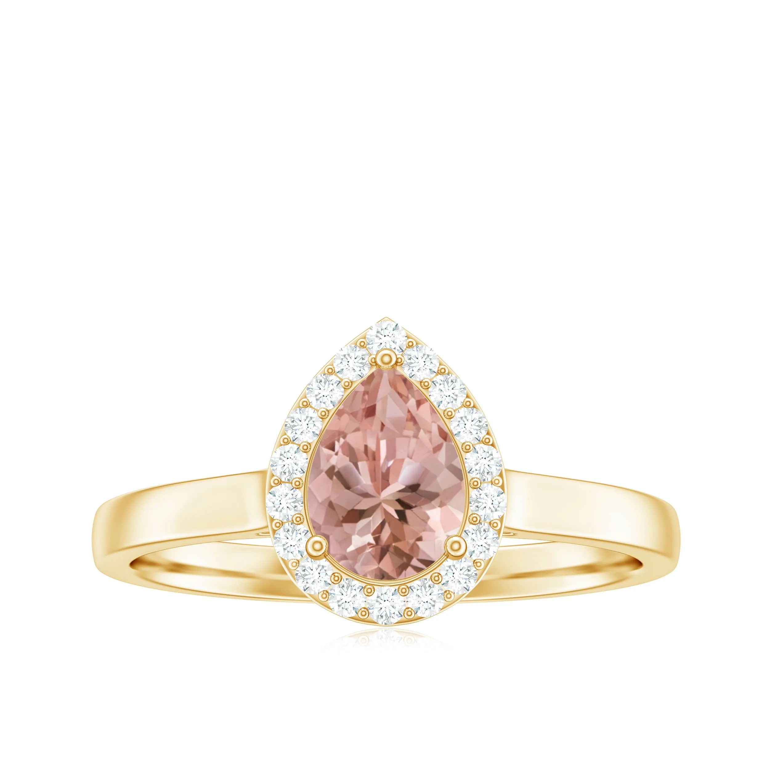 3/4 CT Teardrop Morganite Ring with Diamond Accent