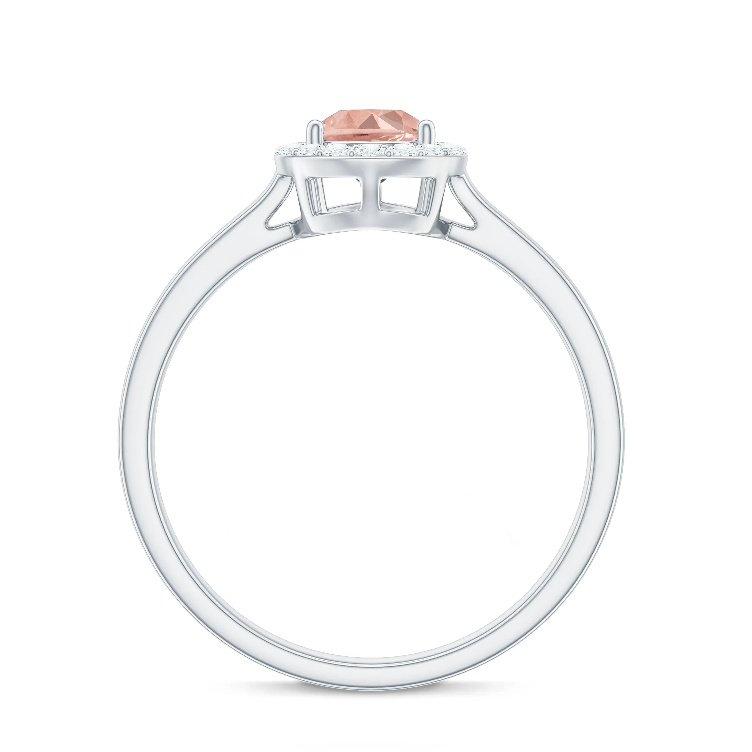 3/4 CT Teardrop Morganite Ring with Diamond Accent