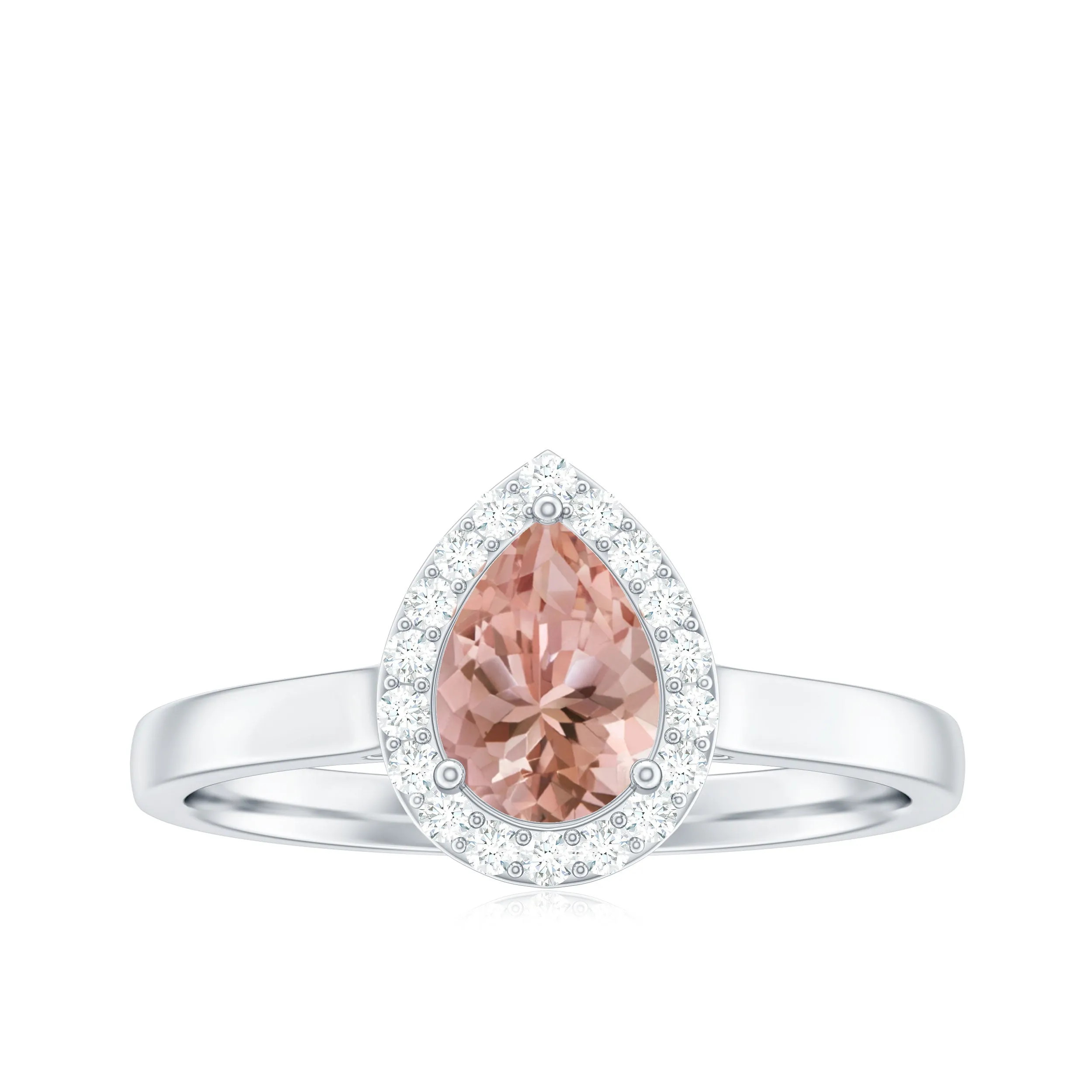 3/4 CT Teardrop Morganite Ring with Diamond Accent