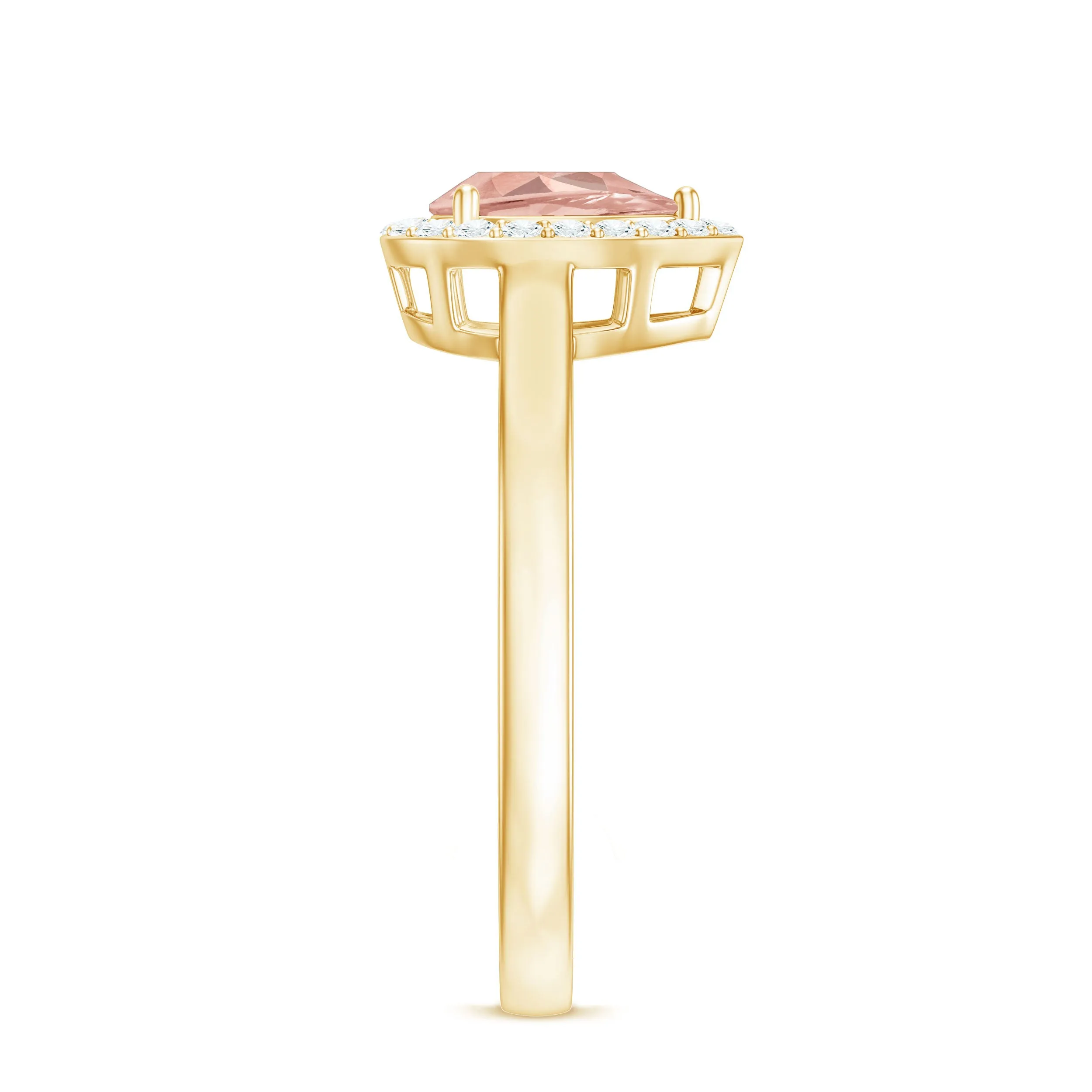3/4 CT Teardrop Morganite Ring with Diamond Accent