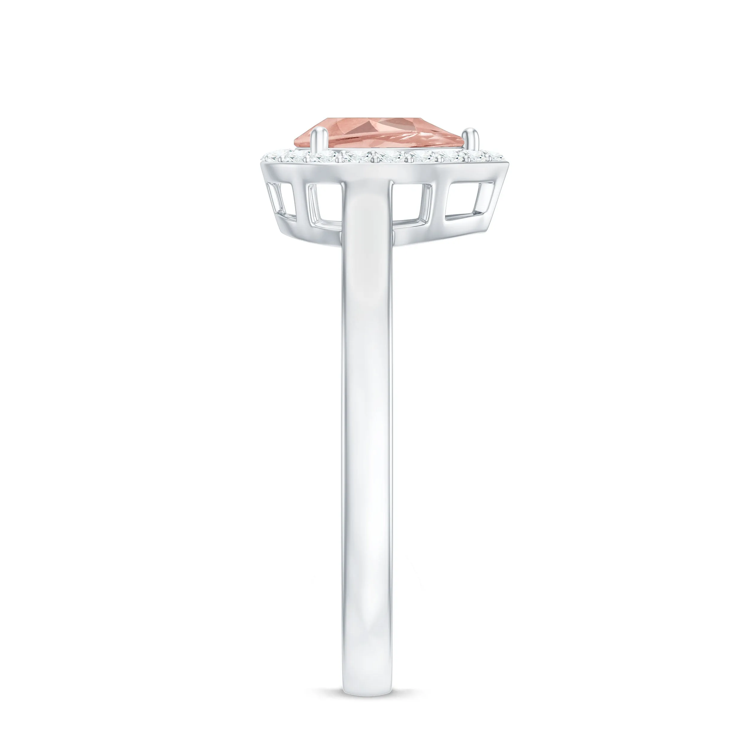 3/4 CT Teardrop Morganite Ring with Diamond Accent