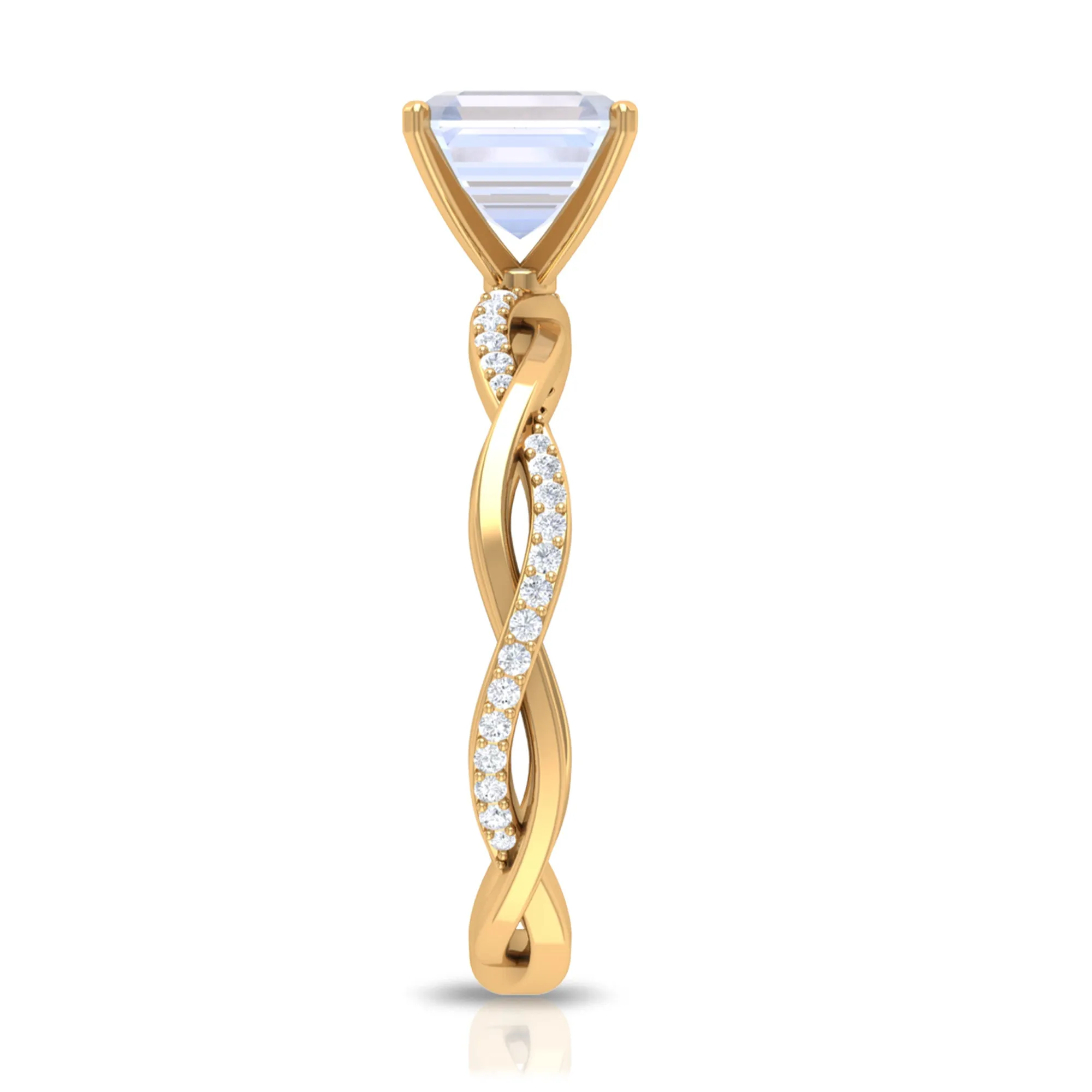 4.25 CT Asscher Cut Moonstone Solitaire Ring with Diamond
