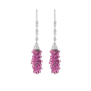 55.52 Carat Pink Sapphire and Diamond Earrings