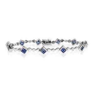 Acotis Diamonds 9K White Gold 0.15ct Diamond Sapphire Bracelet G1109