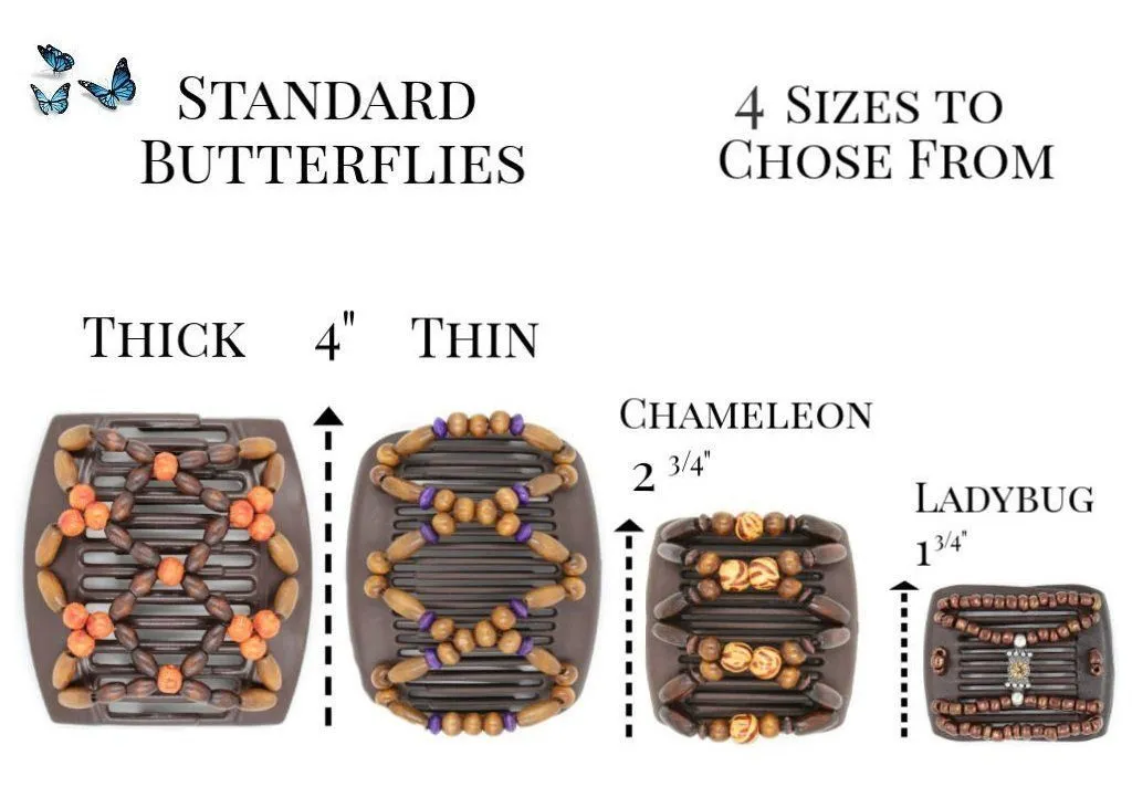 African Butterfly Chameleon Hair Comb - Ndebele Black 32