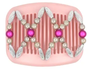 African Butterfly Hair Comb - Dalena Pink Pearl 07