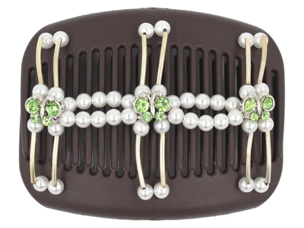 African Butterfly Hair Comb - Flowers Brown 65