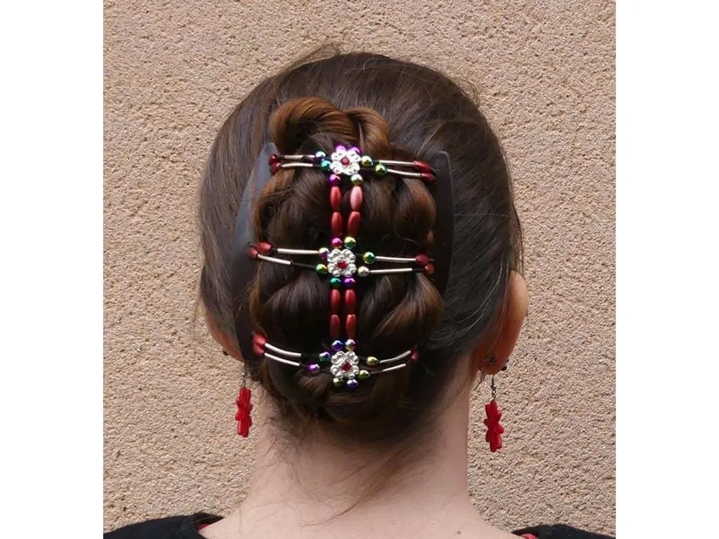 African Butterfly Hair Comb - Flowers Brown 65