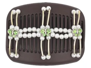 African Butterfly Hair Comb - Flowers Brown 65