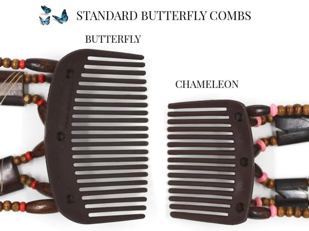African Butterfly Hair Comb - Ndebele Brown 165