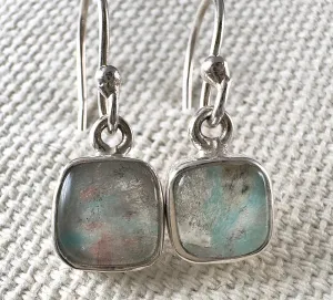AJOITE in QUARTZ Crystal Earrings - Sterling Silver, Rare - Dangle Earrings, Fine Jewelry, Crystal Drop Earrings,  53685