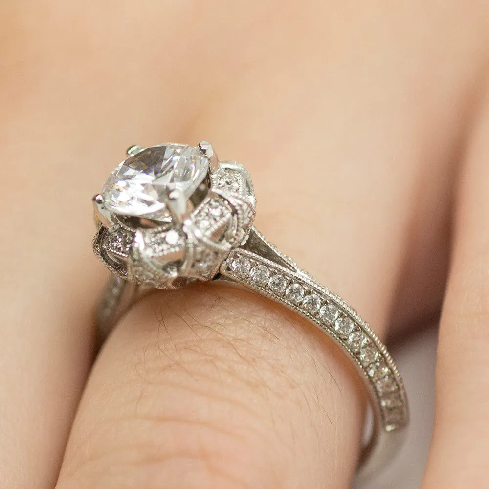 Amavida Platinum Engagement Ring with Duchess Halo