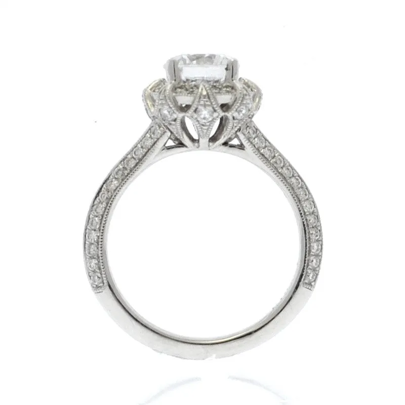 Amavida Platinum Engagement Ring with Duchess Halo