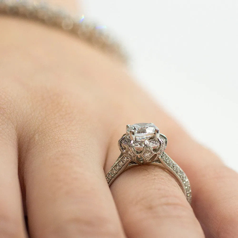 Amavida Platinum Engagement Ring with Duchess Halo