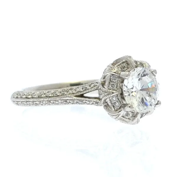 Amavida Platinum Engagement Ring with Duchess Halo