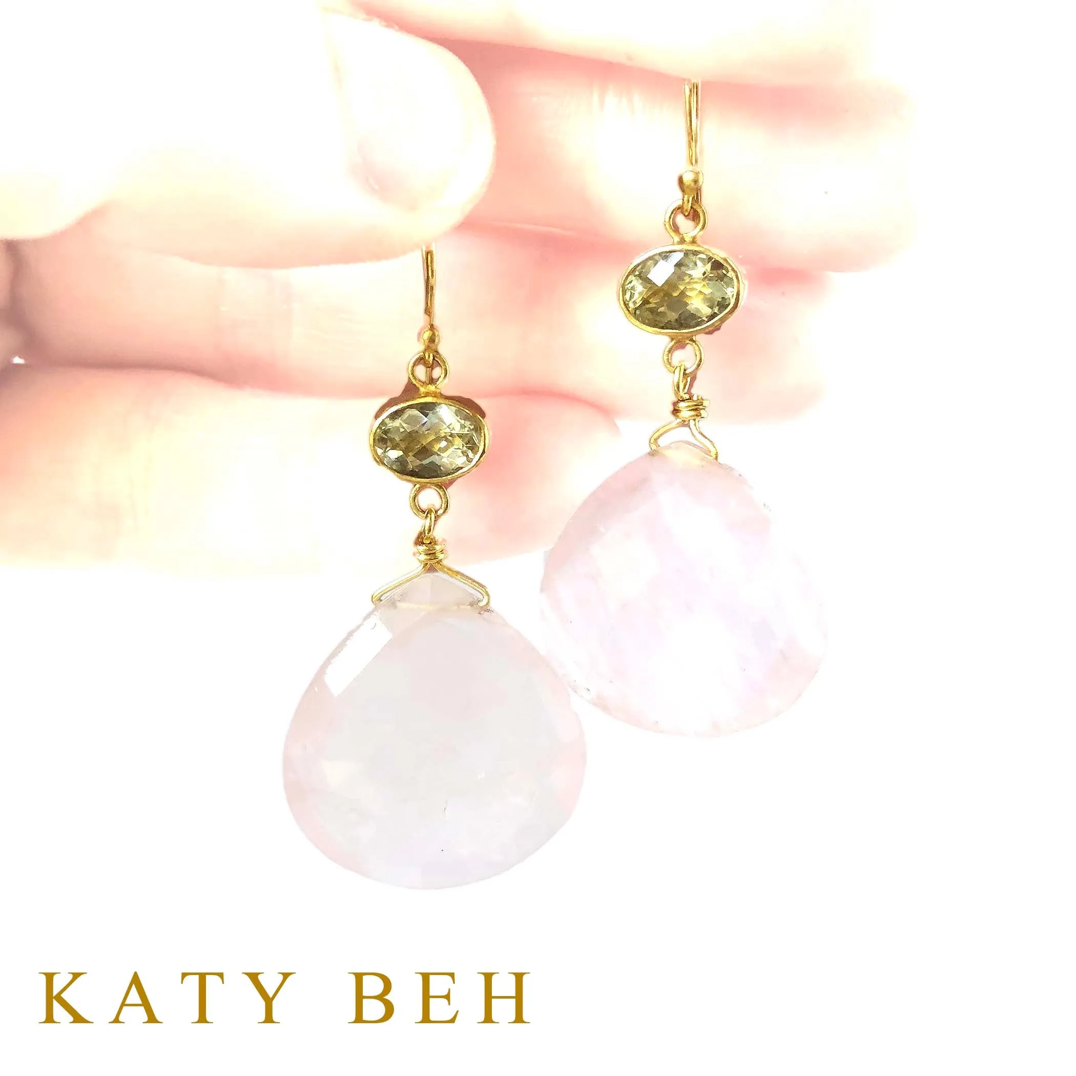 Amelie Lemon and Rose Quartz Earrings