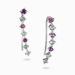 Amethyst and Blue Topaz Ear Climbers
