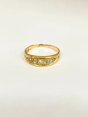 Antique, 18ct Gold, 5 stone Diamond Ring, Hallmarked 18ct Gold, Birmingham, 1888