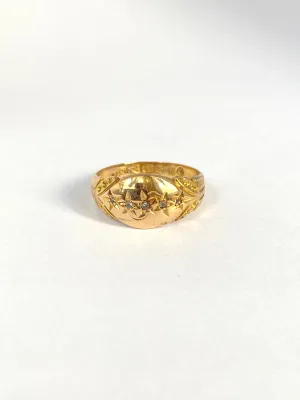 Antique, 18ct Gold, 5 stone Diamond Starburst Ring, Hallmarked 18ct Gold, Chester