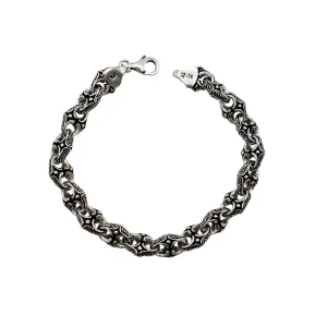 Antique Finish Puff Mariner Bracelet (Silver)