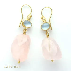 Aquamarine and Rose Quartz Earrings