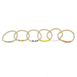Ashley Gold Stainless Steel Gold Plated Center Colored Beads With Ball Beaded Bracelet