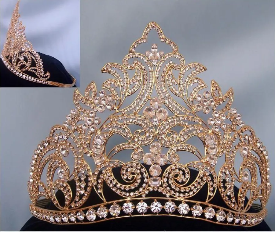 Ashley Rhinestone Pageant Tiara - Gold