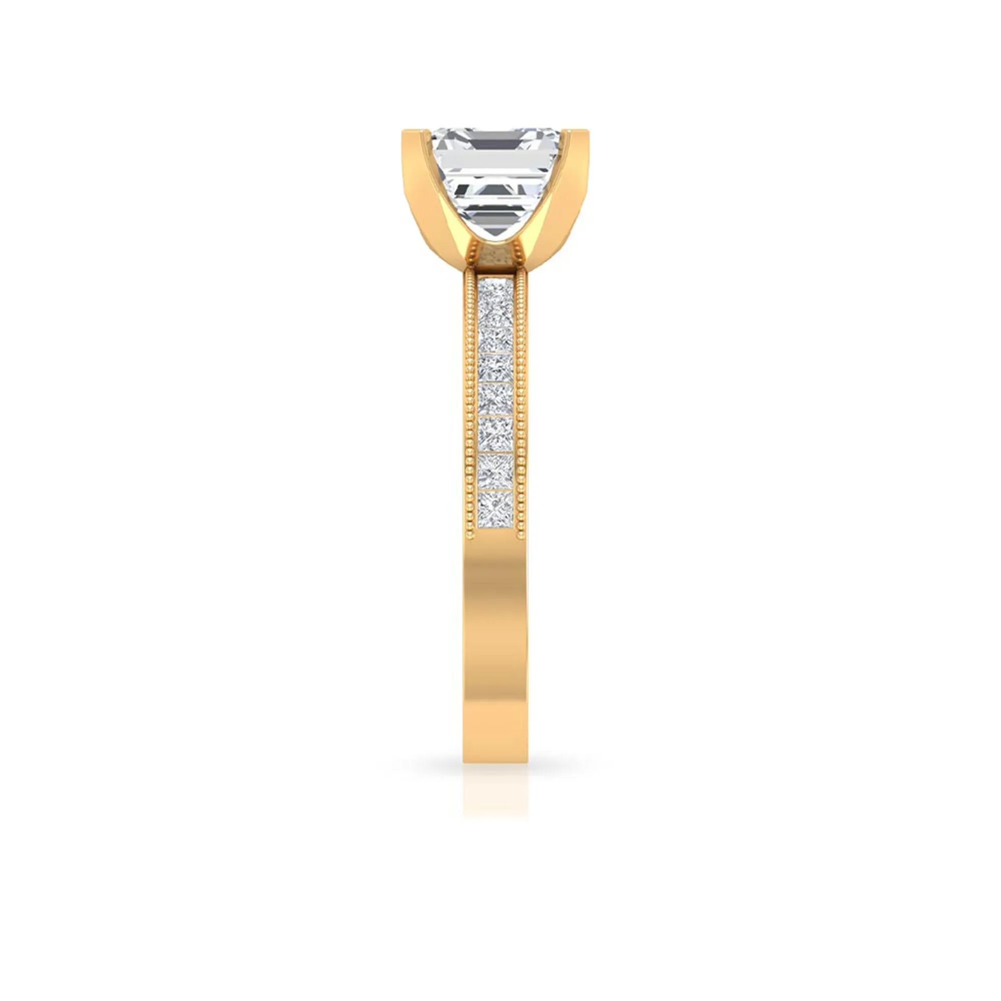 Asscher Cut Zircon Solitaire Engagement Ring