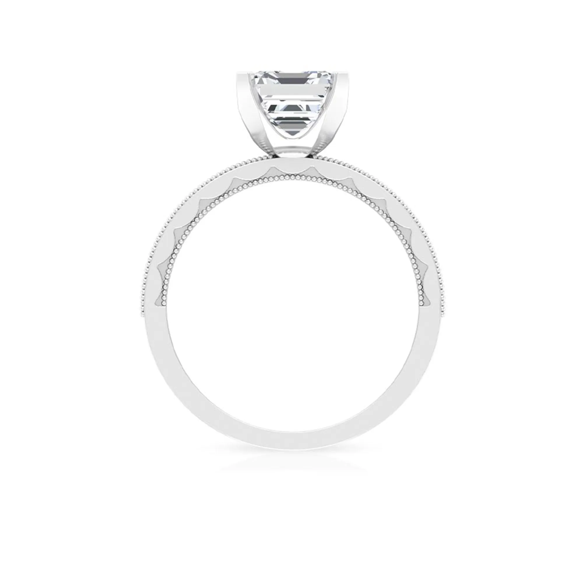 Asscher Cut Zircon Solitaire Engagement Ring