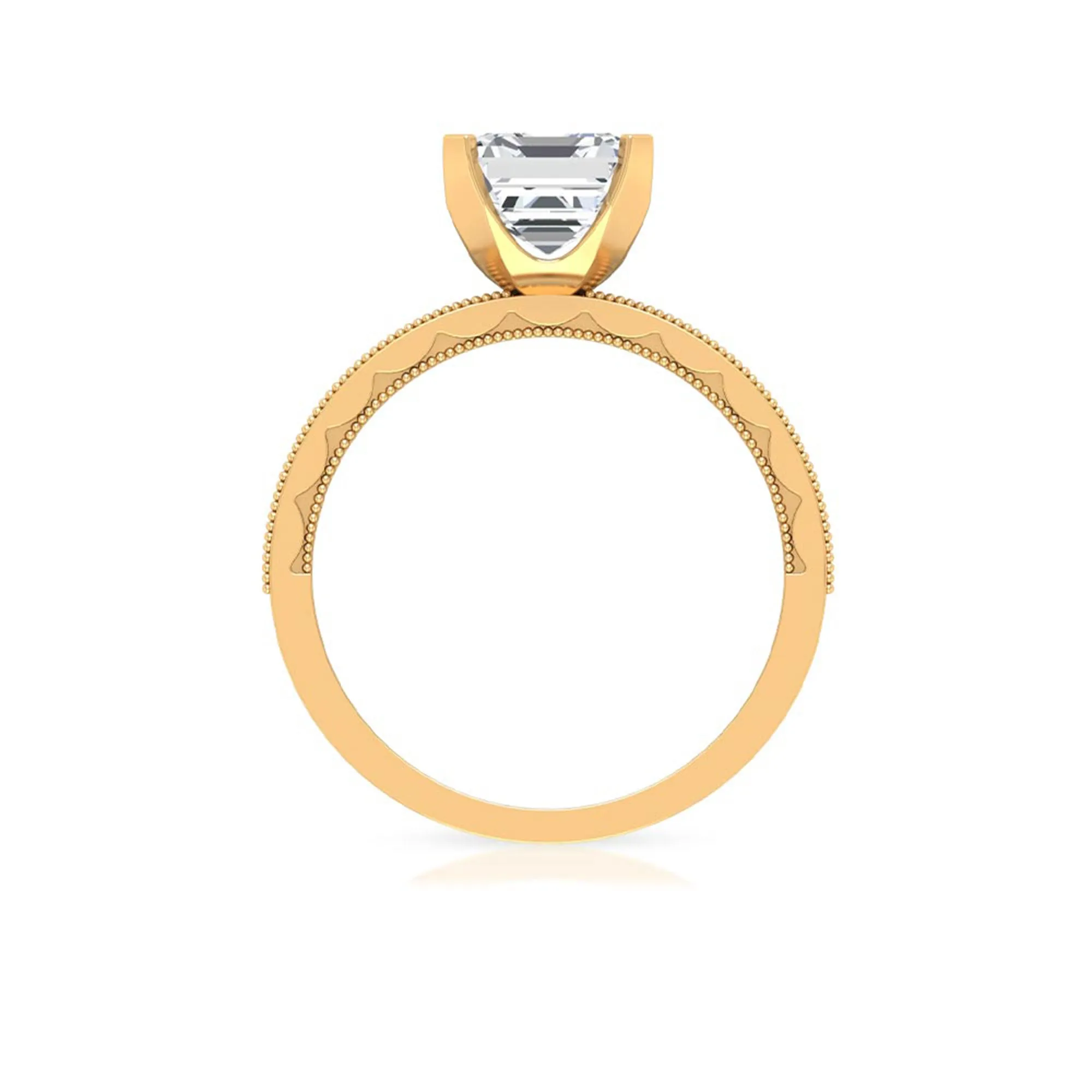 Asscher Cut Zircon Solitaire Engagement Ring