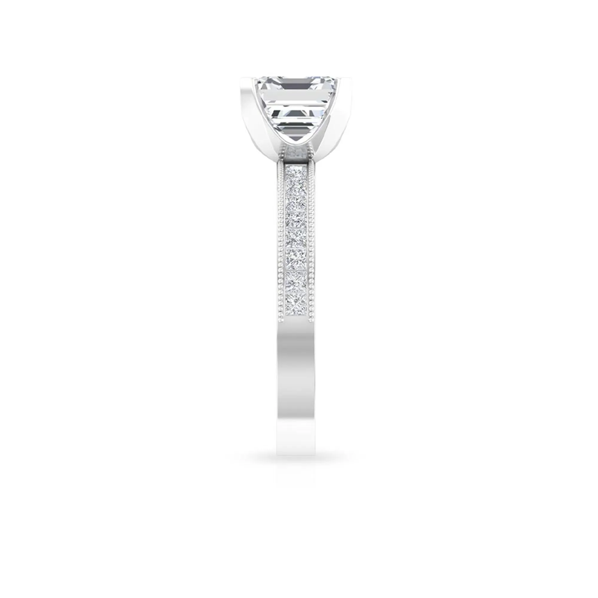 Asscher Cut Zircon Solitaire Engagement Ring
