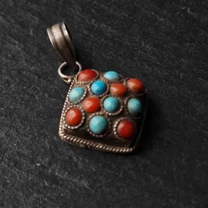 Authentic Handmade Turquoise and Coral Pendant