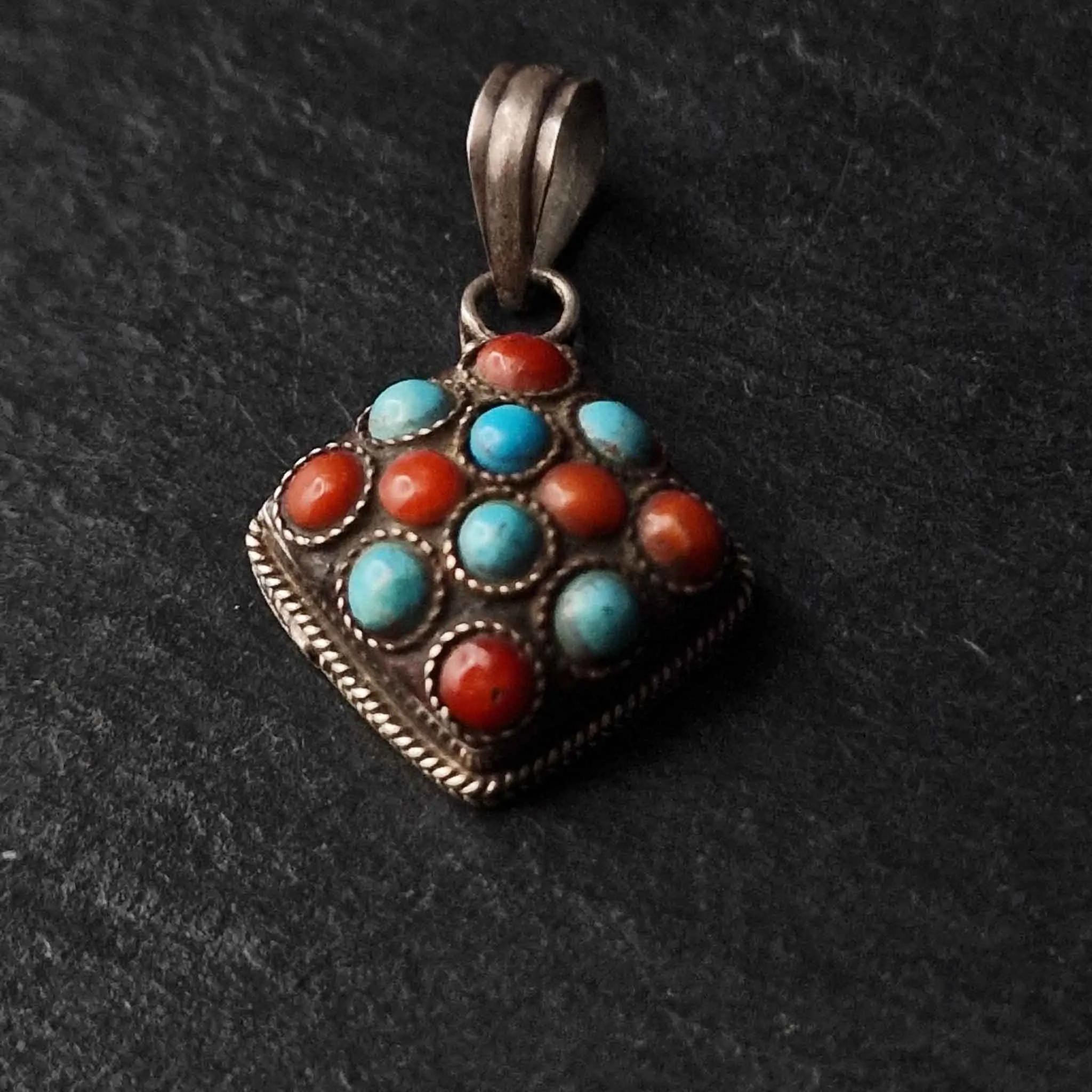 Authentic Handmade Turquoise and Coral Pendant