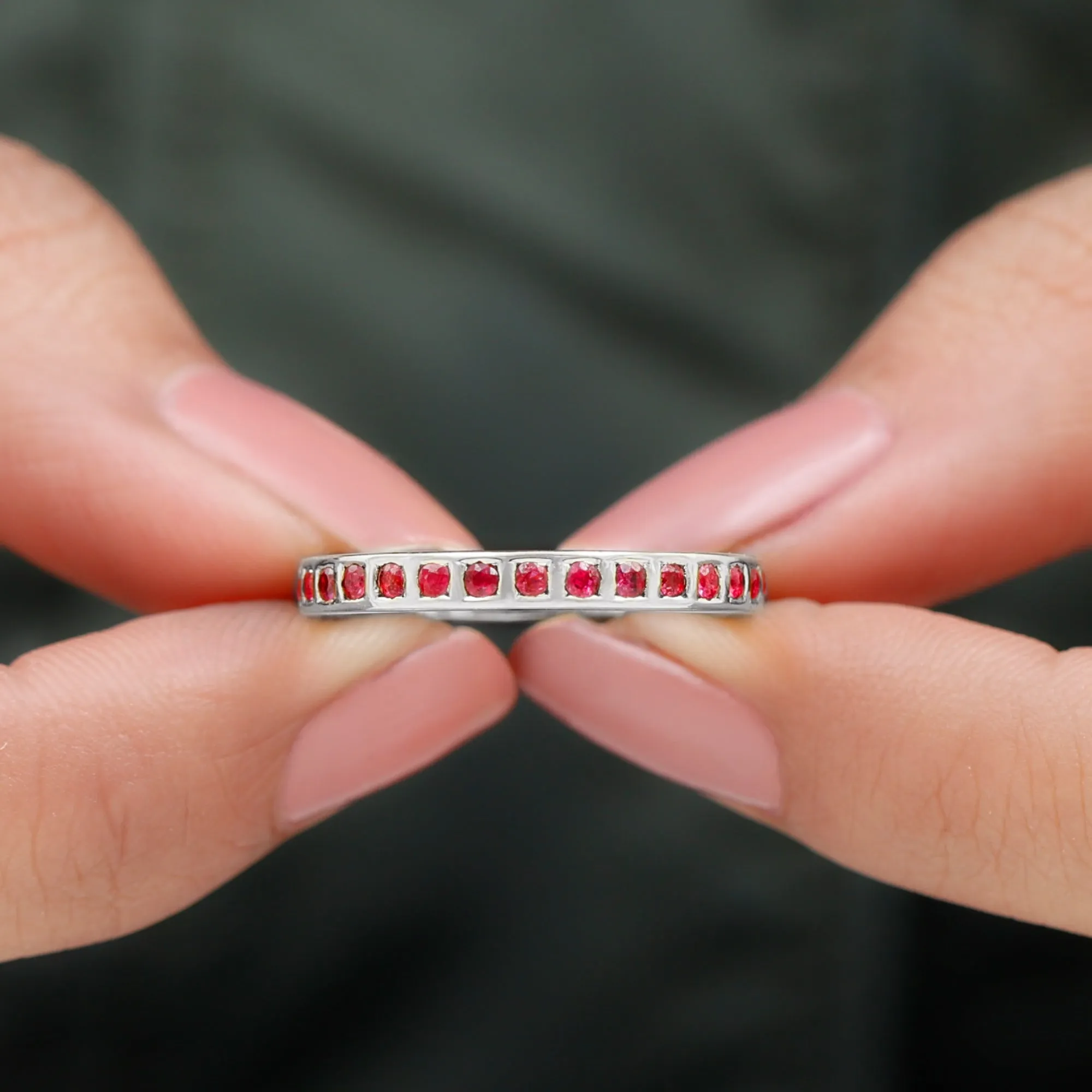 Bar Set Ruby Contemporary Eternity Ring