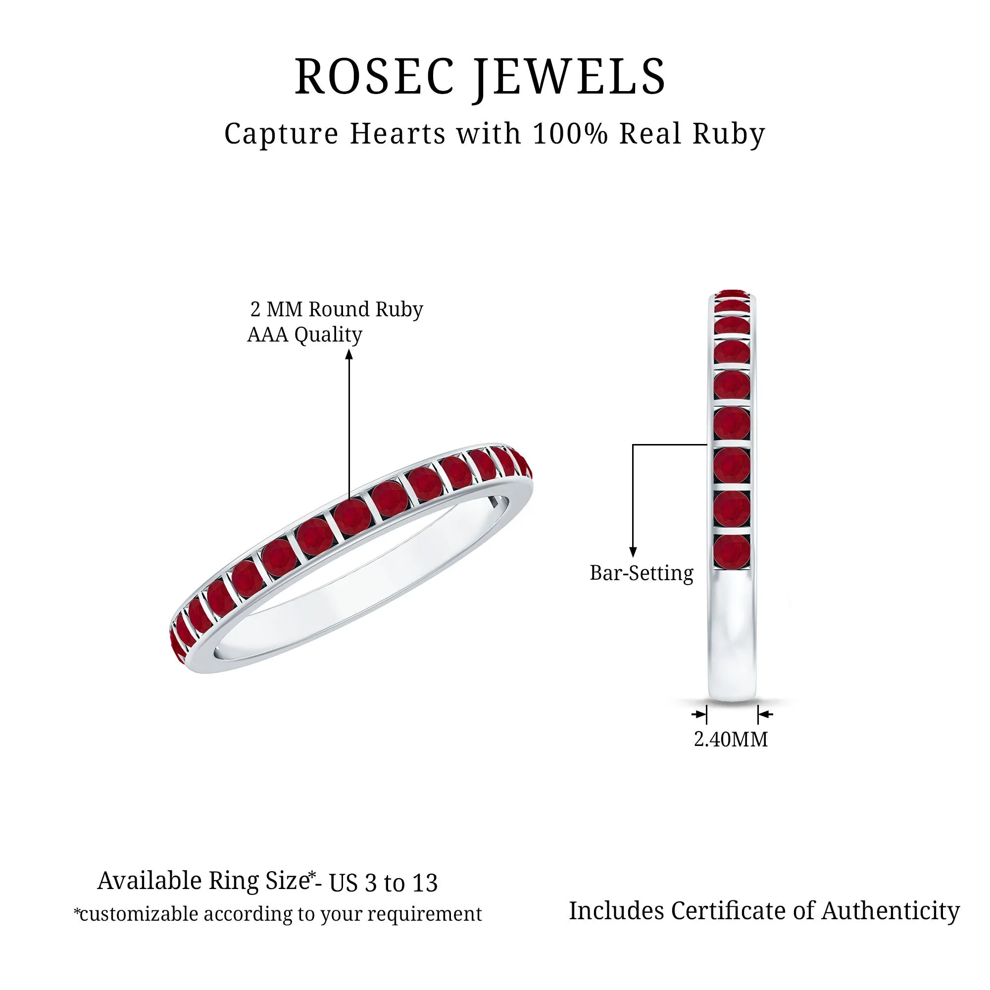 Bar Set Ruby Contemporary Eternity Ring